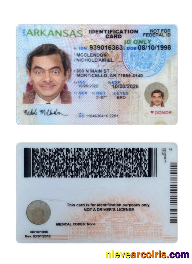 USA Arkansas ID card